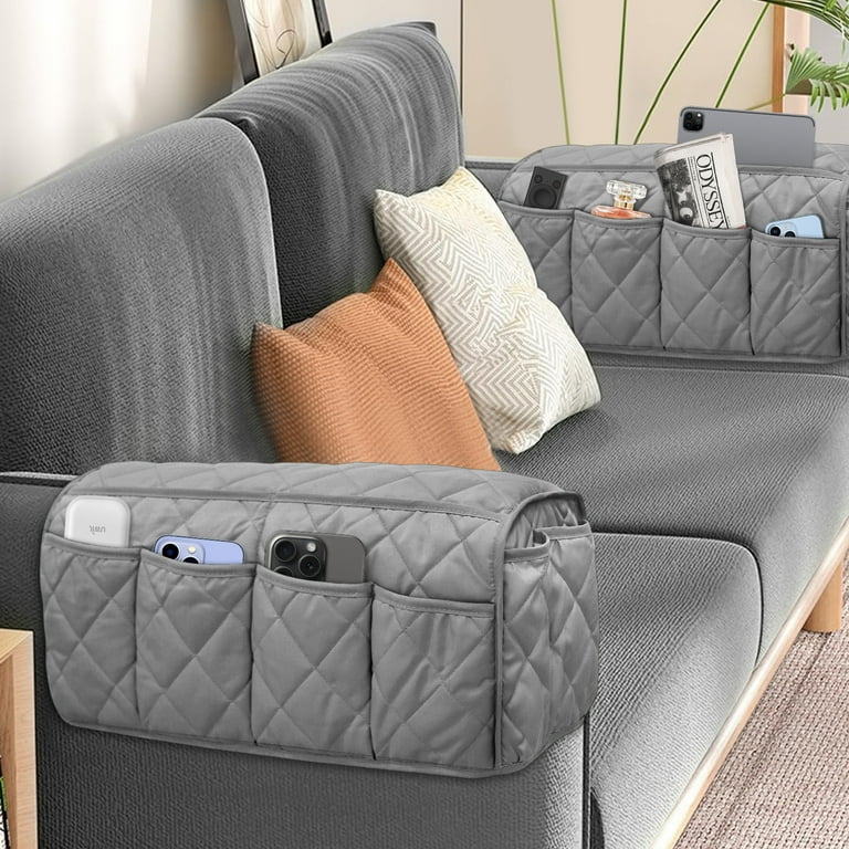 Hootek Sofa Armrest Organizer with 14 Pockets, Couch Caddy Remote