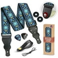 thumbnail image 1 of Hootenanny Guitar Strap, Jacquard Weave Embroidered Strap Includes 2 Strap Locks & 2 Unique Picks. Adjustable Woven Guitar Strap, Pick Pocket, For Bass, Electric & Acoustic Guitars - Jacquard Weave, 1 of 9