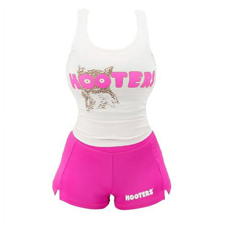 Hooters Women's Tank and Shorts Set Pink and White with Hootie the Owl Size  Small 