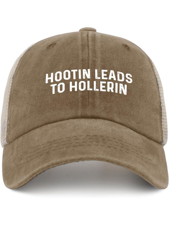 Hootin Leads to Hollerin Trucker Hat Women Funny Mesh Cap for Summer