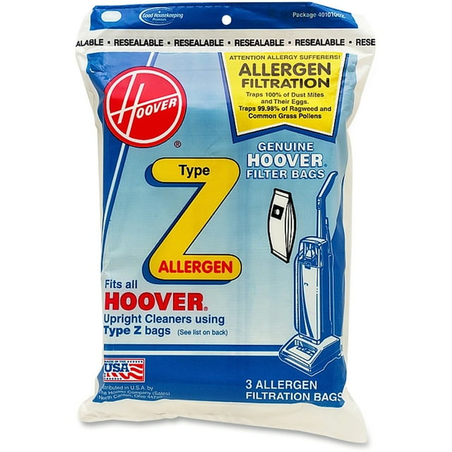 Hoover 4010100Z Type Z Allergen Vacuum Bags, 3 Count