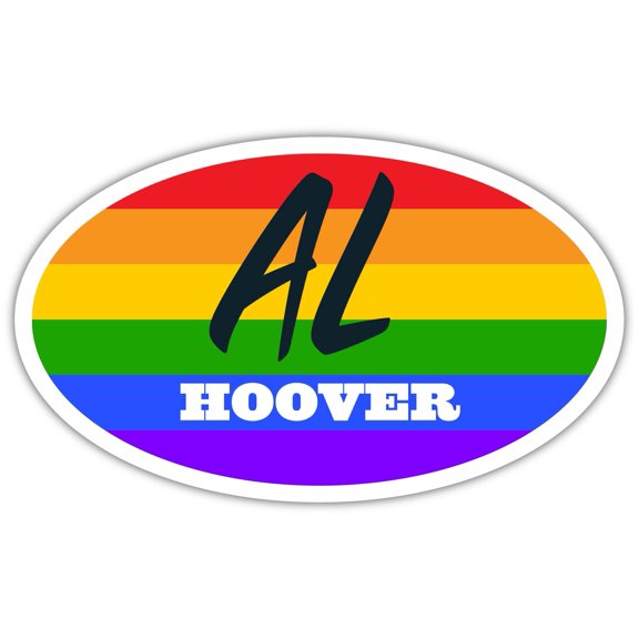Hoover AL Alabama Jefferson County Rainbow Pride Flag 6 Stripes Pride Flag Euro Decal Bumper Sticker 3M Vinyl 3" x 5"