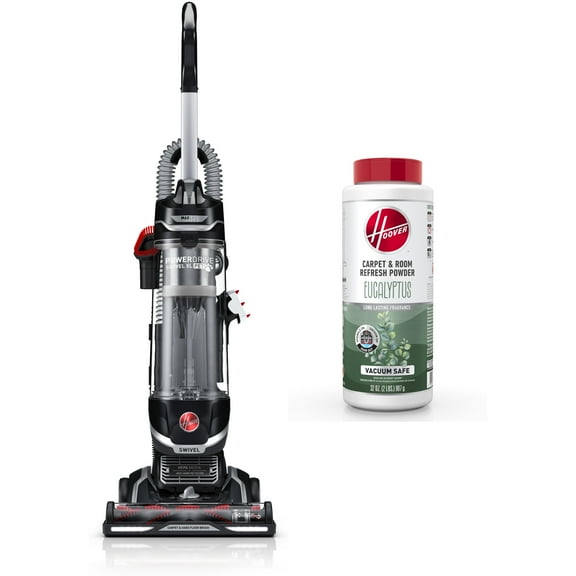 Hoover Bagless Upright Vacuum Cleaner, MAXLife Power Drive Swivel XL & Hoover Carpet & Room Refresher Eucalyptus Scent Carpet Powder