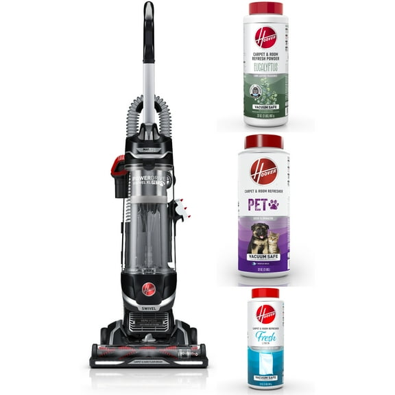 Hoover Bagless Upright Vacuum Cleaner, MAXLife Power Drive Swivel XL & Hoover Carpet & Room Refresher Fresh, Pet & Eucalyptus Scent Carpet Powders