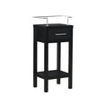 thumbnail image 1 of Linon Hoover Cabinet, Black, 1 Drawer with Top and Bottom Shelf, 1 of 14