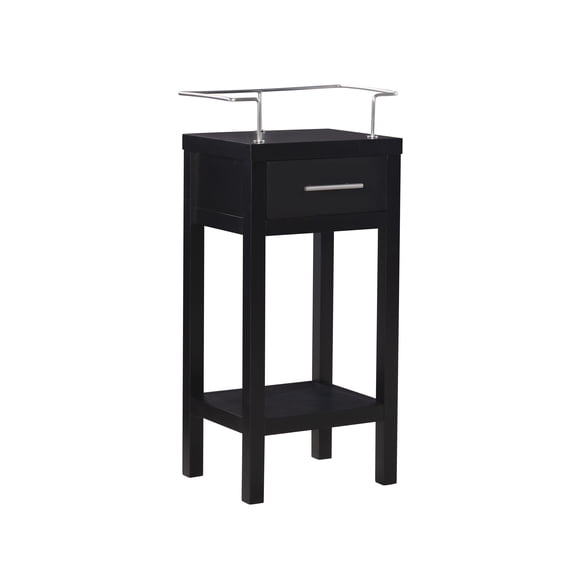 Linon Hoover Cabinet, Black, 1 Drawer with Top and Bottom Shelf