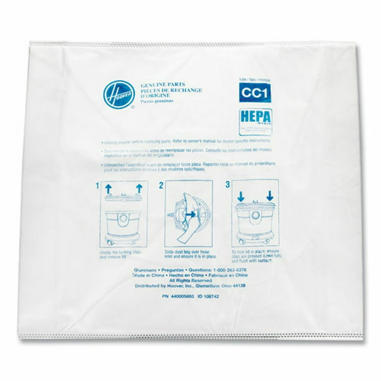 Disposable Vacuum Bags, HEPA CC1, 10/Pack Disposable Vacuum Bags, HEPA CC1, 10/Pack