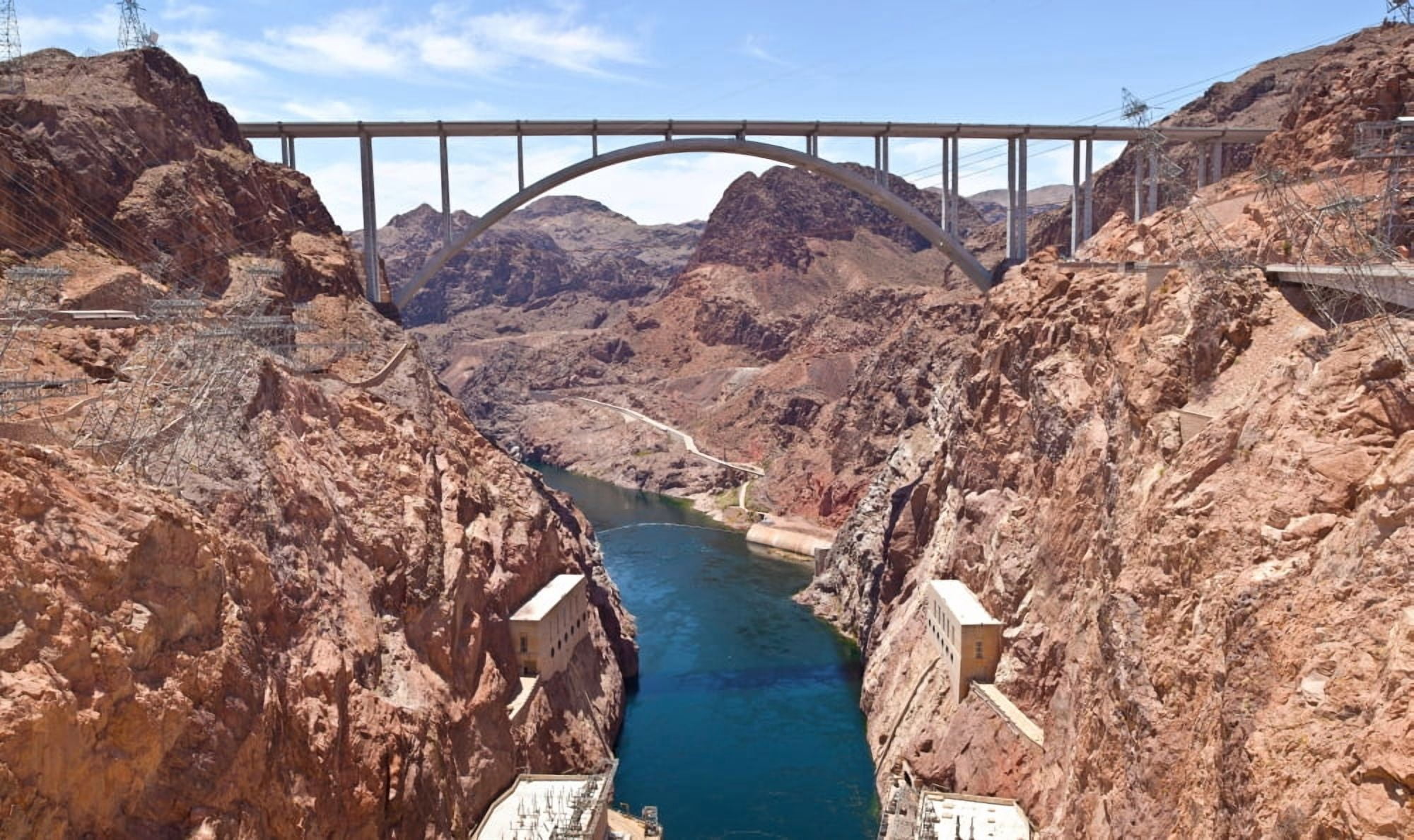 Hoover Dam Canyonland and bridge connecting two states Nevada-Arizona USA Canvas Art - Panoramic Images (40 x 24)