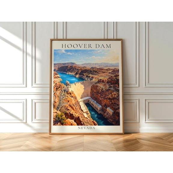 Hoover Dam Landscape Print Nevada Desert Wall Art American Travel Canyon Decor, Unframed Paper Print