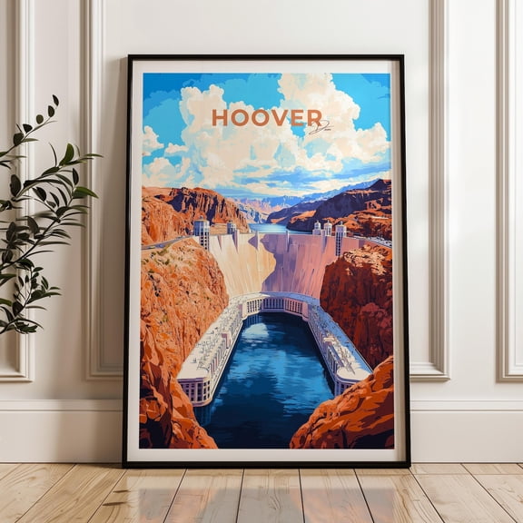 Hoover Dam Wall Art Vintage Travel Poster Print