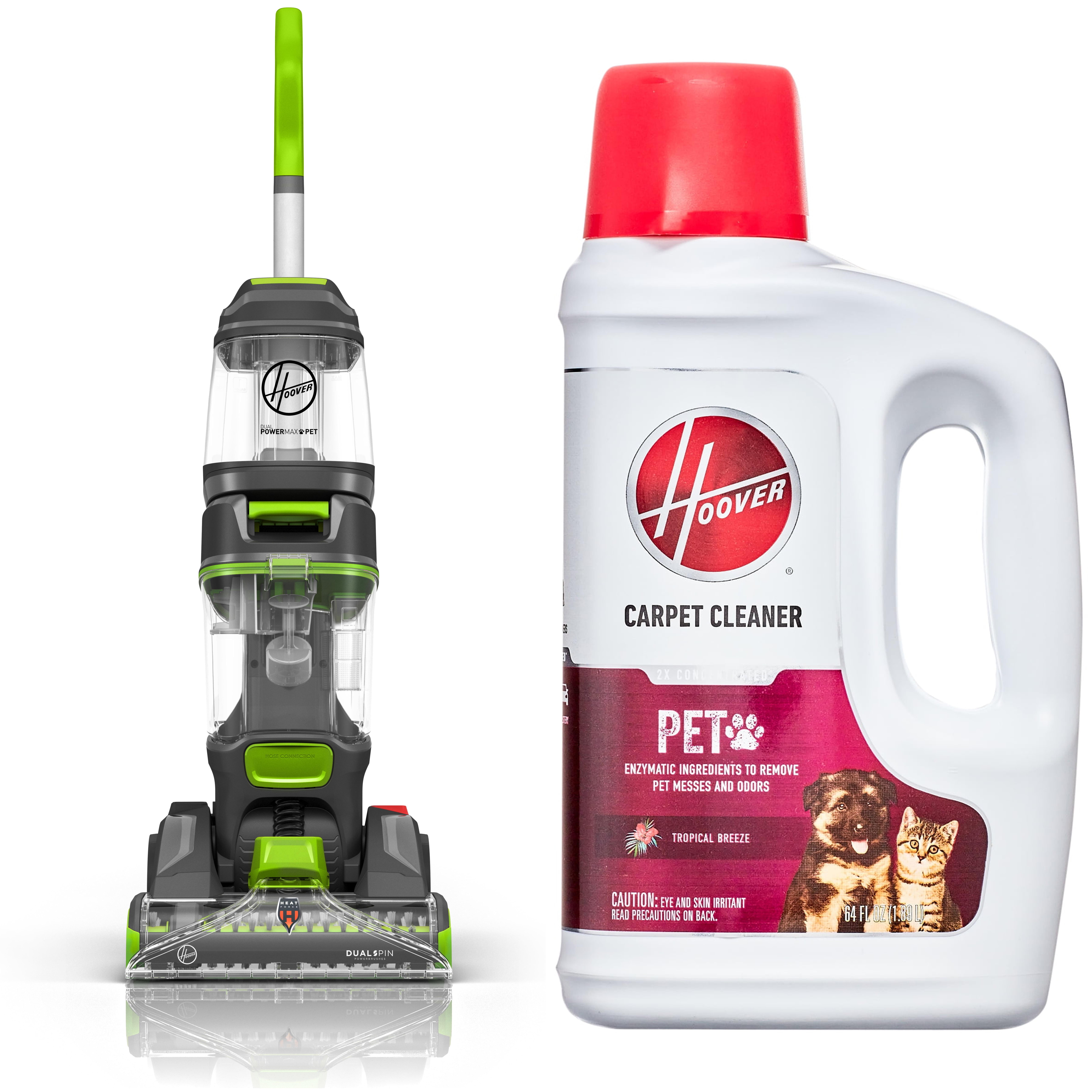 Hoover Dual Power Max Pet Upright Carpet Cleaner, FH54011, New &  Hoover Pet Stain & Odor with Stain Guard Carpet Cleaner Solution, 64oz, 1 Count, New