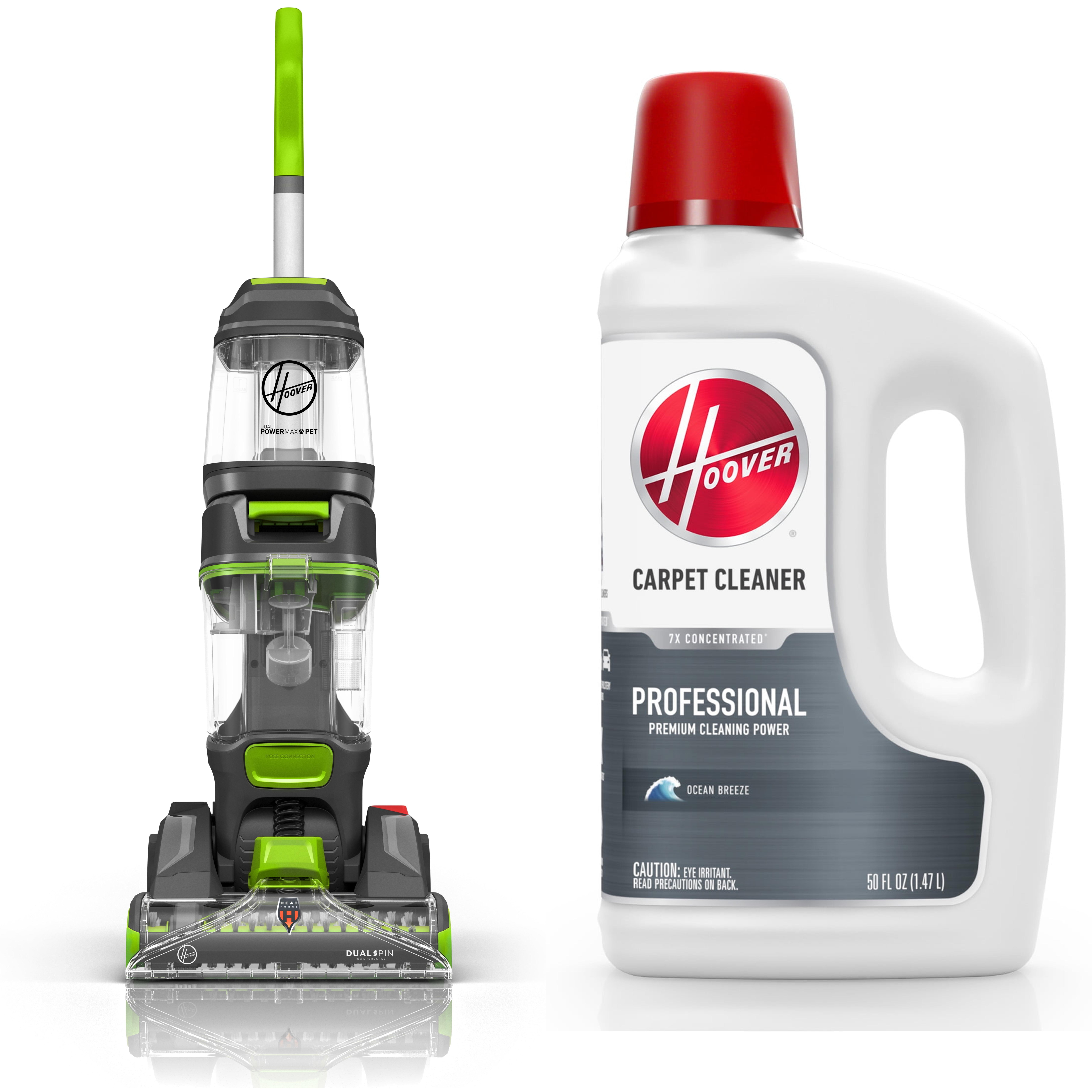 Hoover Dual Power Max Pet Upright Carpet Cleaner, FH54011, New &  Hoover Prime Professional Performance Carpet Cleaner Solution, 50 fl. oz., AH31959, New