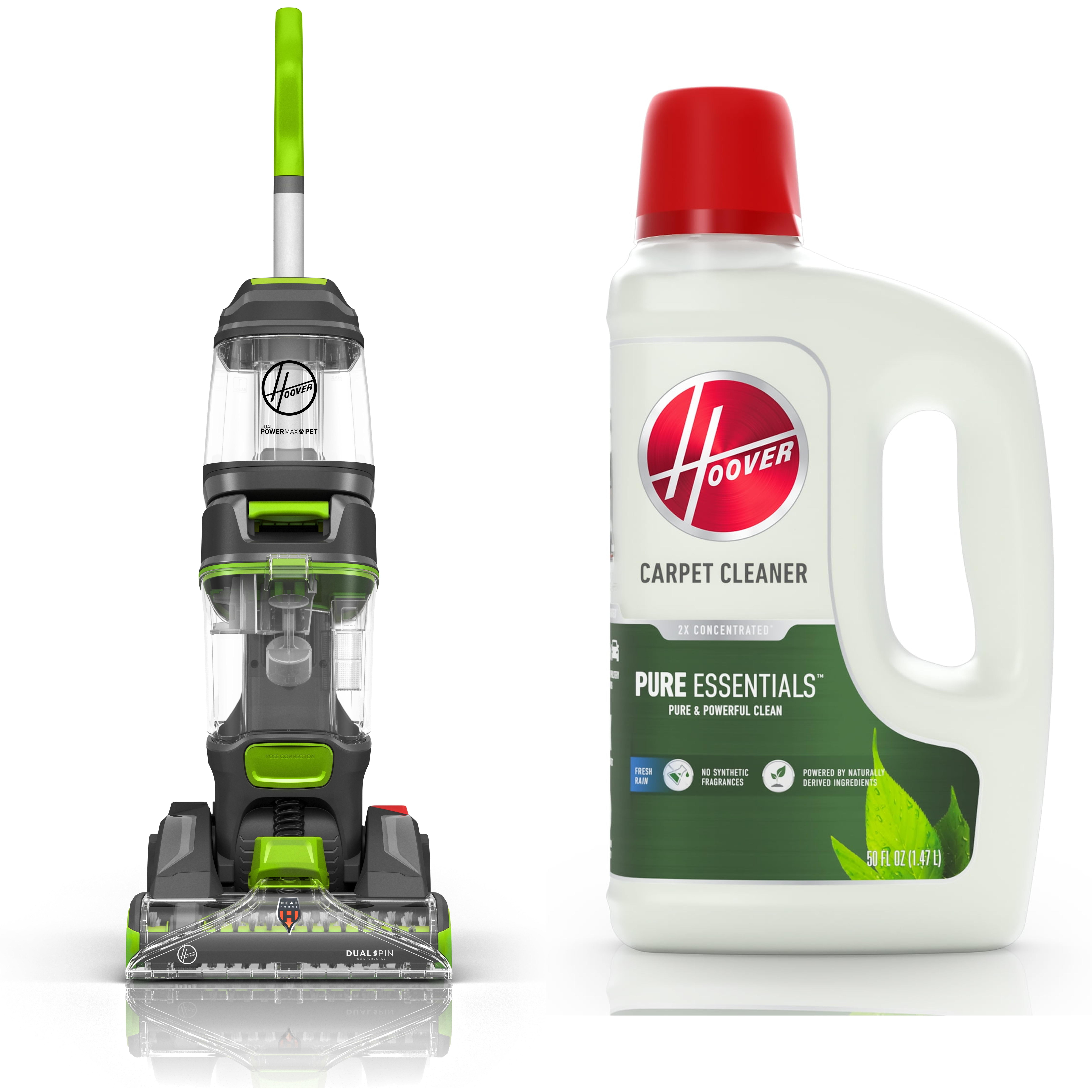 Hoover Dual Power Max Pet Upright Carpet Cleaner, FH54011, New &  Hoover Pure Essentials Carpet Cleaner Solution, 50 oz., AH31960