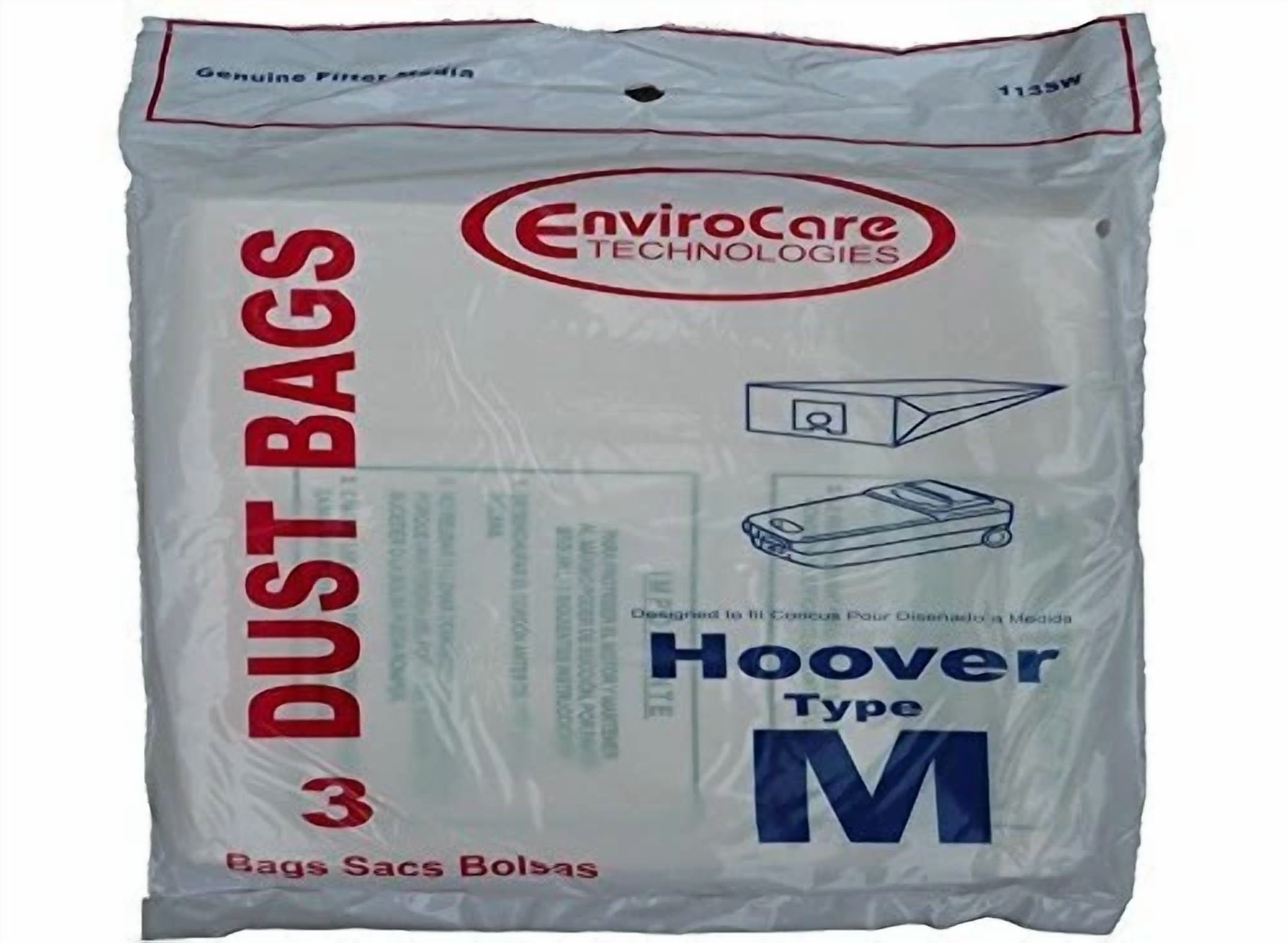 Hoover Dvc Type M Canister Dimiension Vacuum Paper Bags 3 Pk # 113Sw