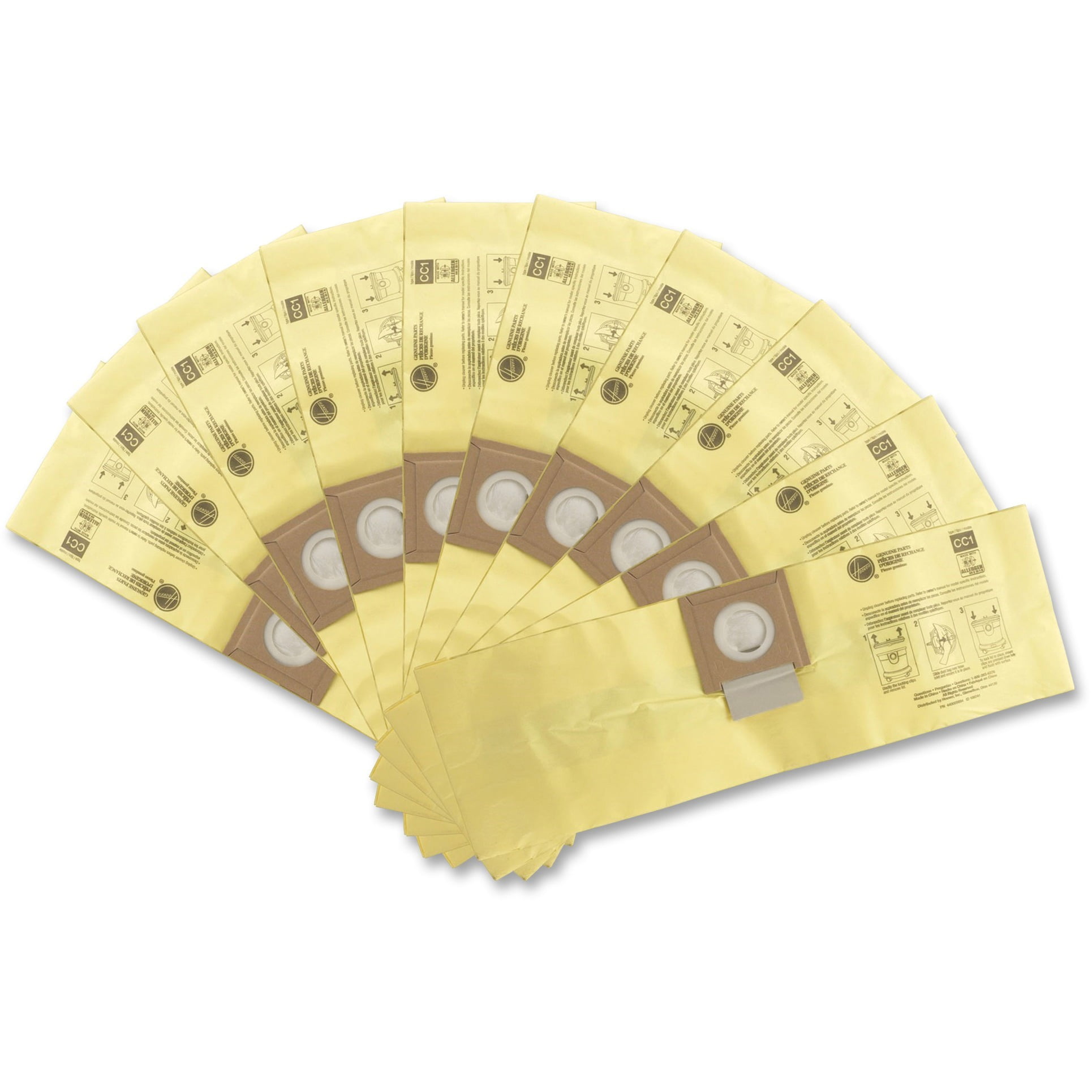 Hoover, HVRAH10263, HushTone Vacuum Type-CC1 Allergen Bags, 10 / Pack, Yellow