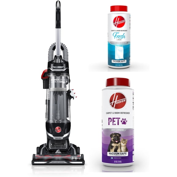 Hoover MAXLife Power Drive Swivel XL Pet Bagless Upright Vacuum Cleaner with HEPA Media Filtration, UH75210 & Pet + Fresh Carpet Powder