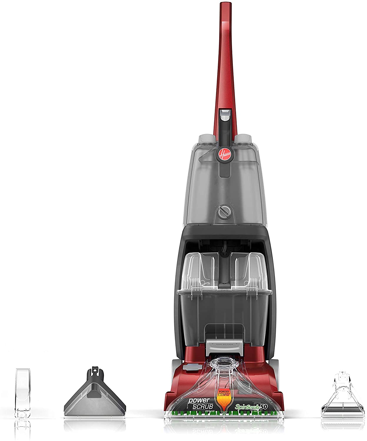 Hoover Power Scrub Deluxe Carpet Cleaner Machine, Upright Shampooer, FH50150, Red - image 1 of 9
