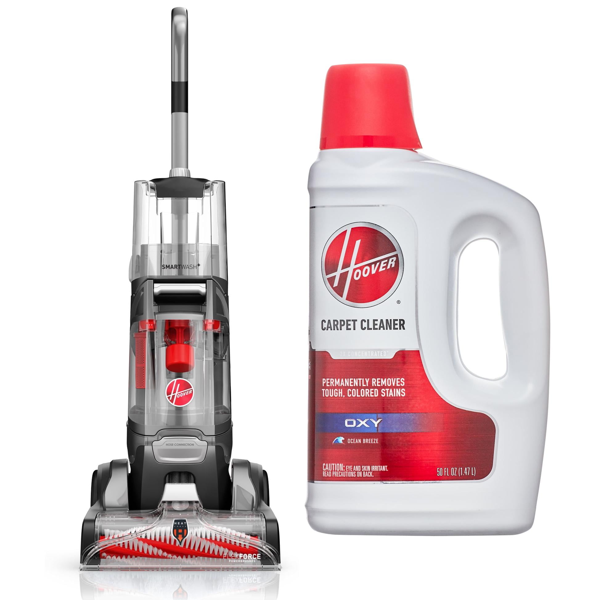 Hoover SmartWash Essentials Automatic Upright Carpet Cleaner Machine, FH52110, New, 1 Count &  Hoover Oxy Carpet Cleaner Solution and Stain Removal, 50 oz., AH31986, New