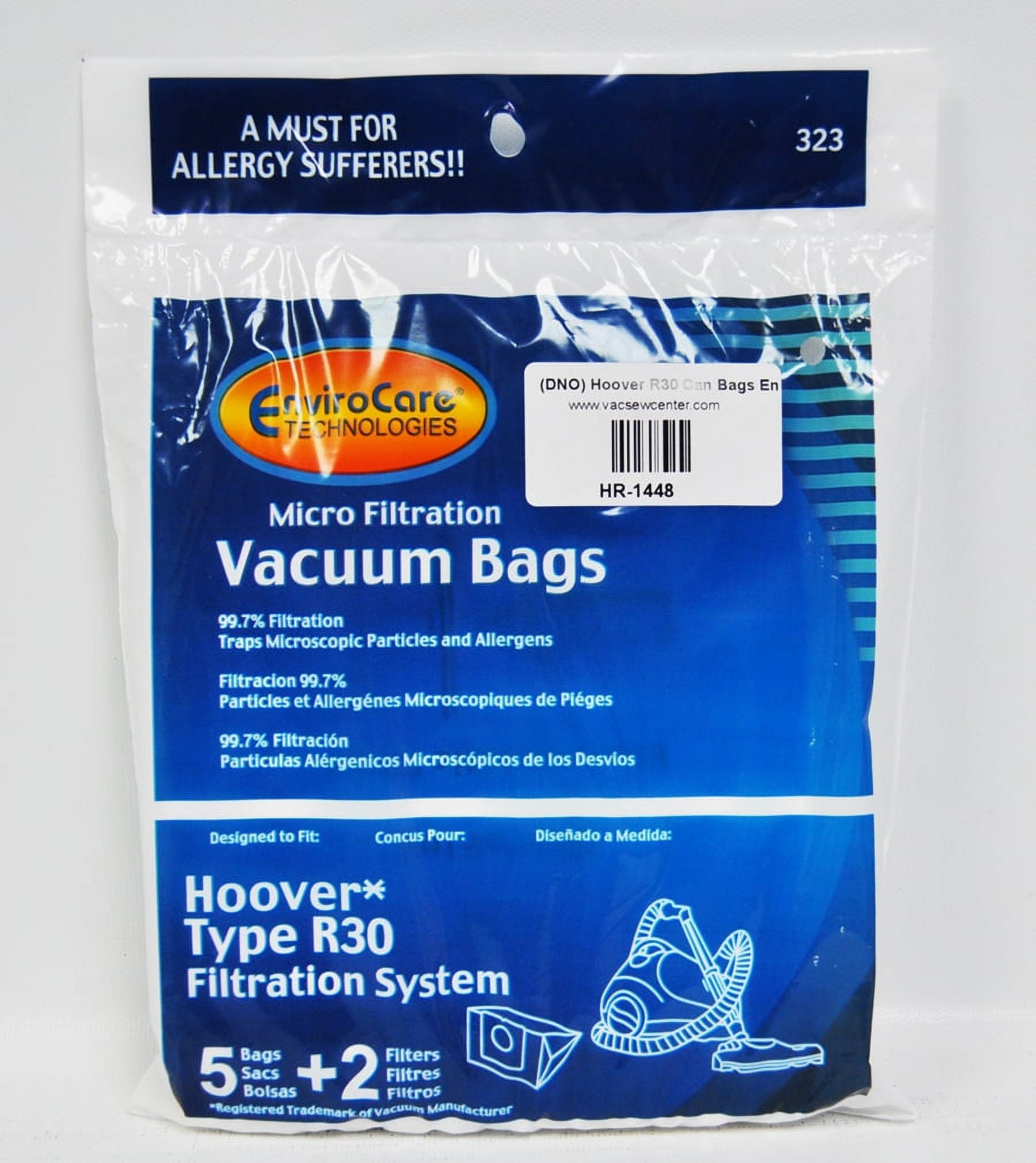 Hoover Type R 30 Canister Vacuum Cleaner Bags, EnviroCare Replacement Brand Bags, designed to