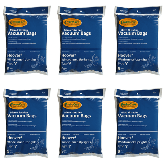 Hoover Type Y Envirocare Brand Allergen Microlined Vacuum Bags - 6 Packs - 54 bags