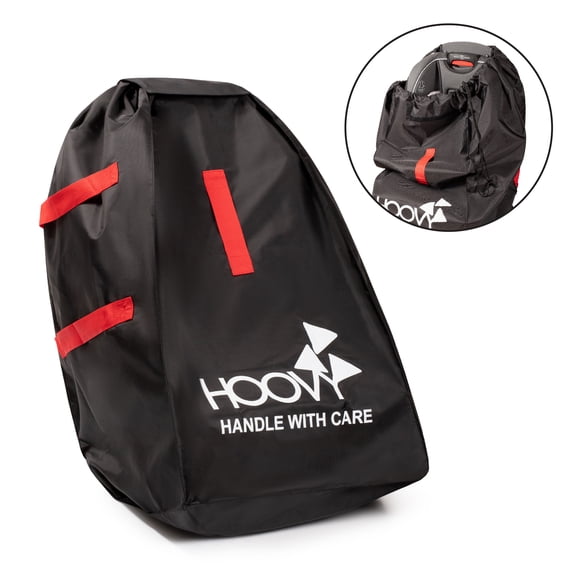 Hoovy Safe & Secure Travel Car Seat Bag, Black/Red, Zipper Closure, 1 Piece