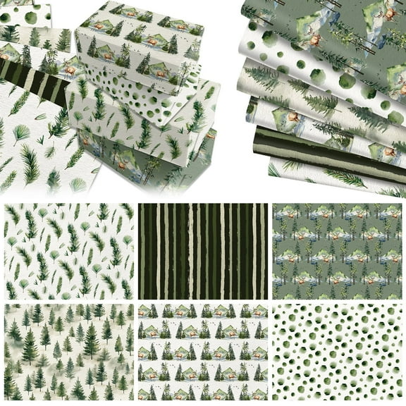Hoowood 12 Sheet Wrapping Paper - Green Tree Craft Paper for Birthday Wedding DIY Crafts Packing Christmas Gift Wrap