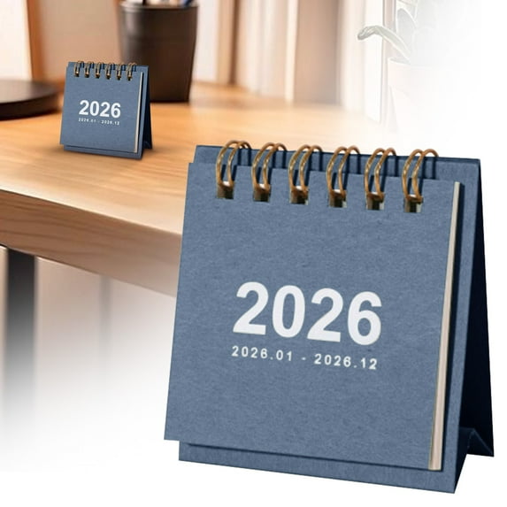 Hoowood 2026 Desk Calendar Mini Portable Standing Flip Monthly Daily ...