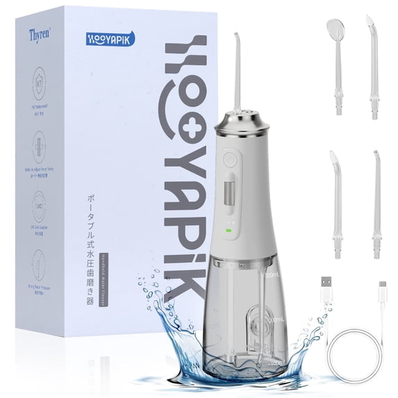 Hooyapik 45-Day Battery Life 300ML Electric Water Flosser Spot Spray Micro-waterfall System Oral Irrigator Flosser For Implants/Braces/Receding Gums