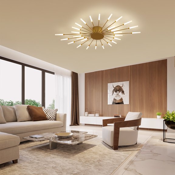 Hooyi Modern LED Ceiling Light, Fireworks Chandelier, Remote-controlled, Modern Ceiling Light, Dimmable, 3 Colour Temperatures, Recessed Ceiling Light