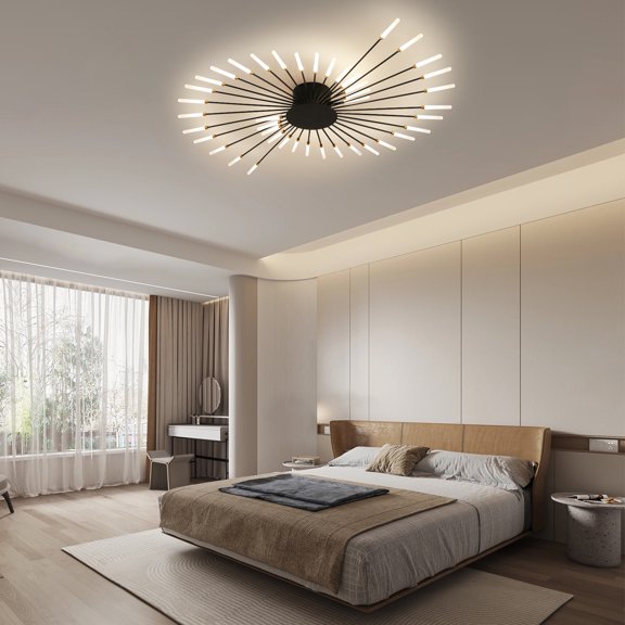 Hooyi Modern LED Ceiling Light, Fireworks Chandelier, Remote-controlled, Modern Ceiling Light, Dimmable, 3 Colour Temperatures, Recessed Ceiling Light