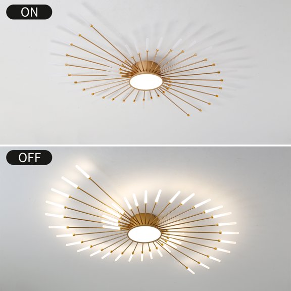 Hooyi Modern LED Ceiling Light, Fireworks Chandelier, Remote-controlled, Modern Ceiling Light, Dimmable, 3 Colour Temperatures, Recessed Ceiling Light