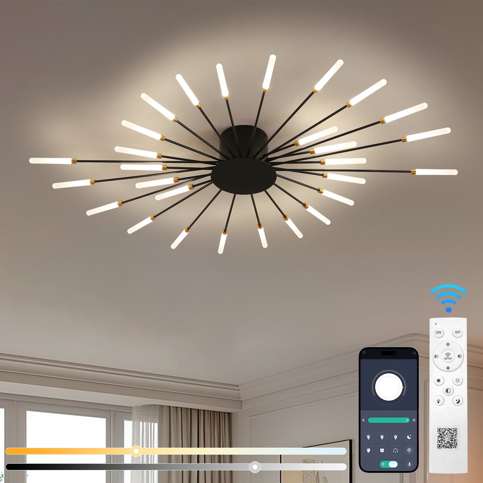 41 Inch Led Hooyi Modern led Ceiling Light,Firework Chandelier,41 inches with ...