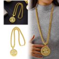 thumbnail image 1 of Hop Gold Dollar Pendant Necklace Turntable Rotating Chain Rapper Street Style Jewelry for Men Women, 1 of 8