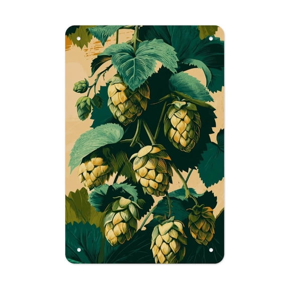 Hop Harvest Versatile Tin Wall Decor - Home Garage Bar - Vertical
