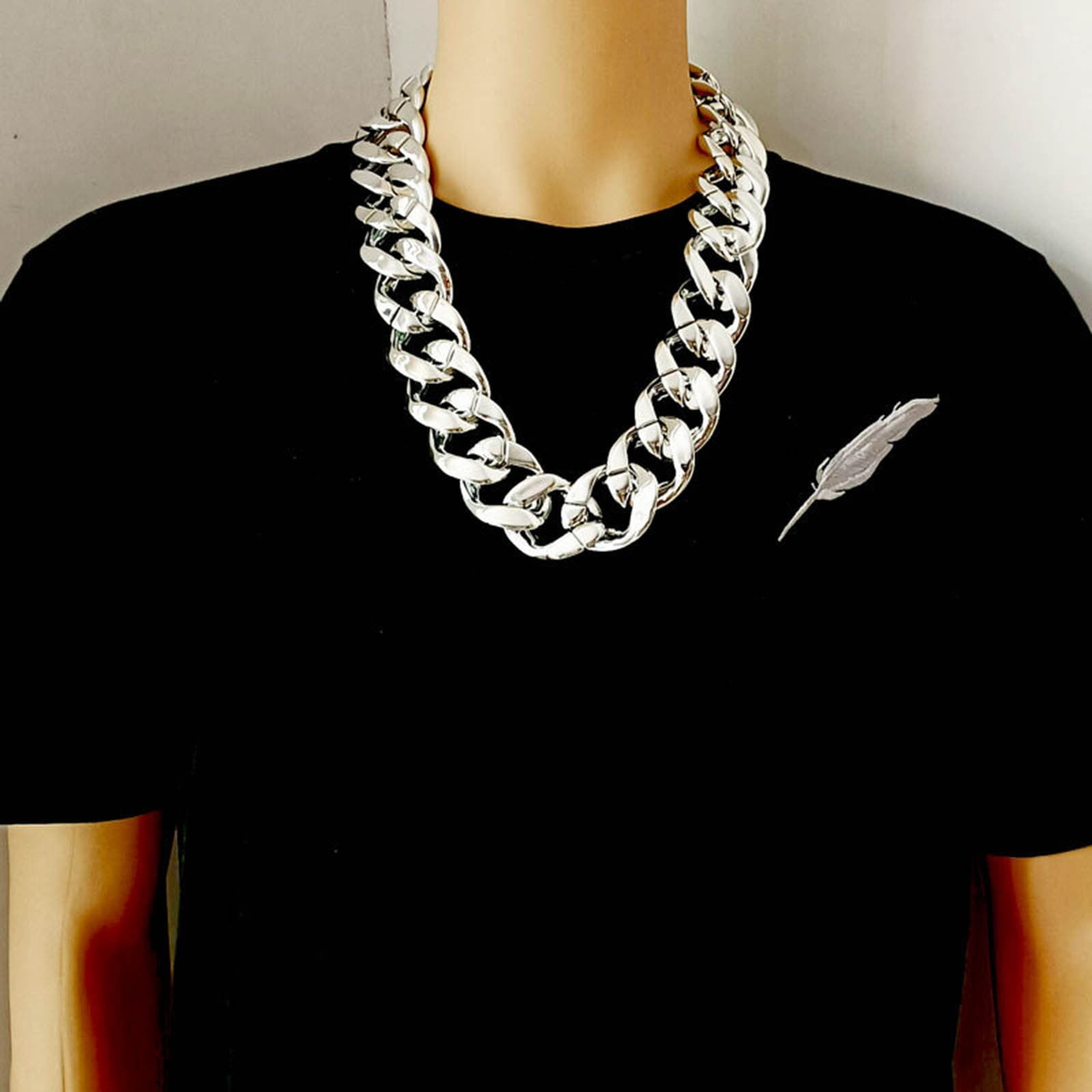 Hop Necklace Punk Jewelry Silver Chain Rapper Accessory Prop 80s 90s ...
