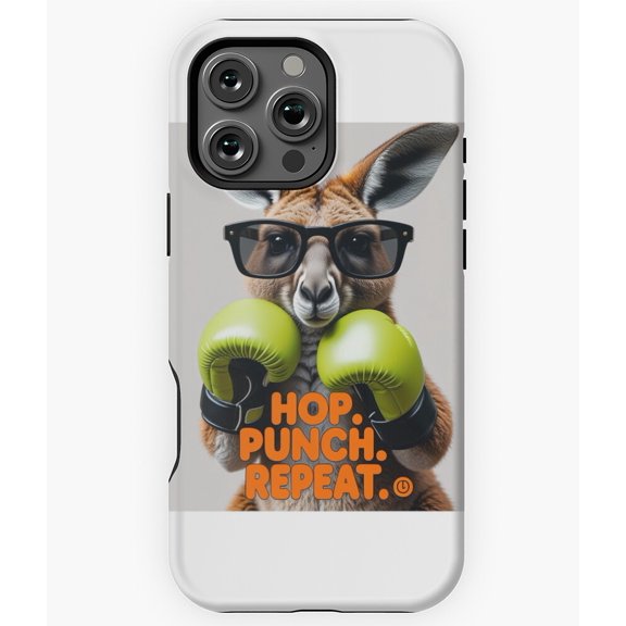 Hop Punch Repeat Boxing Kangaroo Phone Case for iPhone 16 15 14 13 12 11 Pro Max
