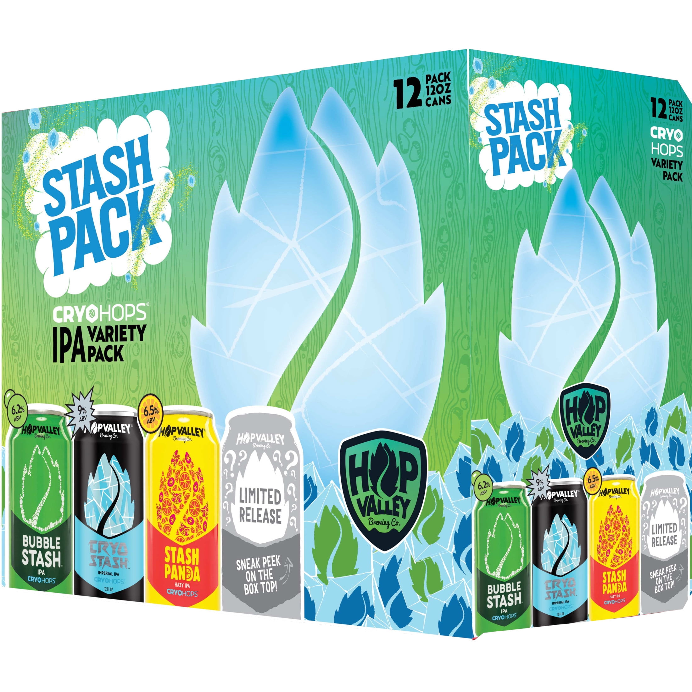 Hop Valley Brewing, Stash Pack Variety, IPAs, Craft Beer, 12 Pack, 12 ...