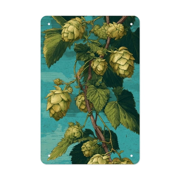 Hop_Vine Vertical Tin Sign - Rust-Resistant Tinplate - Indoor & Outdoor