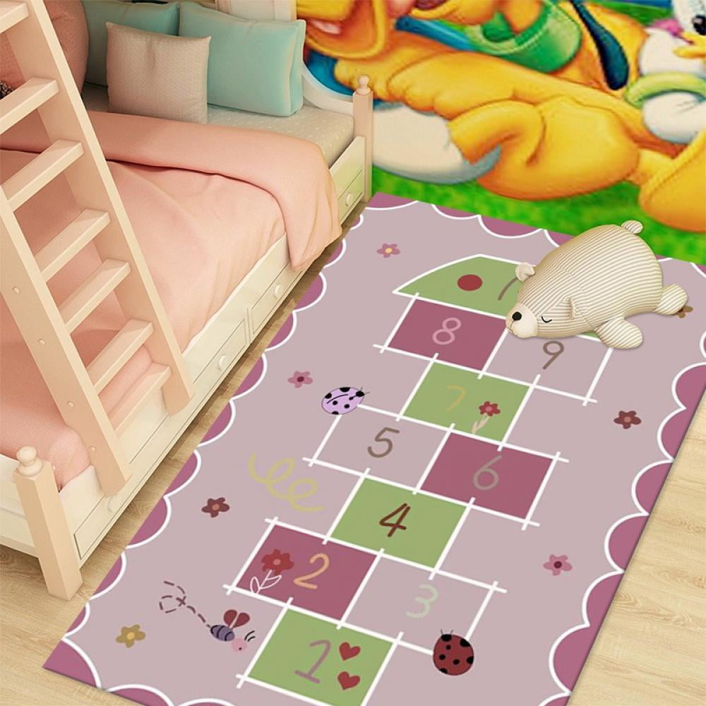 Child Game Rug Hop and Count Hopscotch Game Rug for Kids, Classroom Rug Playroom Decor ...