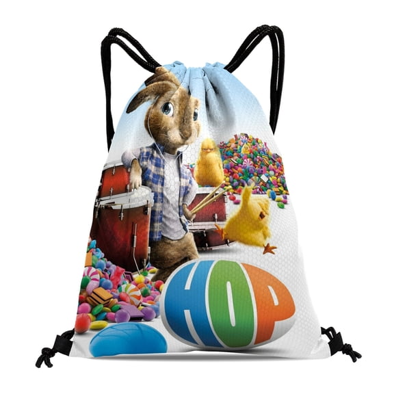 Hop-theme Drawstring Backpack Sports Gym Bag Water Resistant String Bag Cinch Bag，12‘’X16‘’（30X40cm）