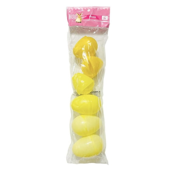 Hop to It Yellow Plastic Easter Eggs - 6 Count