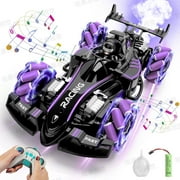 HopeHub F1 Remote Control Car, RC Drift Car with Light/Music/Spray 2.4GHz Remote Control USB-chargeable 4WD Off-Road Race Car Boys Toys Birthday Gift Christmas Gifts (Purple)
