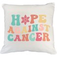 thumbnail image 1 of Hope Against Cancer, Groovy Retro Wavy Text Merch Gift, White Pillow Case 18X18 IN, 1 of 5