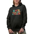 thumbnail image 1 of Hope Against Cancer, Motivational Quote, Groovy Retro Wavy Text Merch Gift, Black Hooded Sweatshirt or Hoodie, XL, 1 of 5