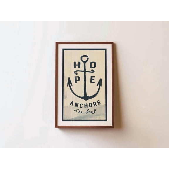 Hope Anchor Quote Lake House Rustic Cabin Lodge Nature Landscape Wall Art Unframed Paper Print