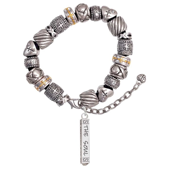 Hope Anchors the Soul Bar Silver Tone Christian Bead Bracelet