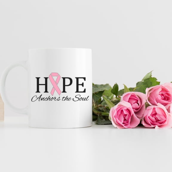 Hope Anchors the Soul Breast Cancer Awareness Month Mug, 11 oz