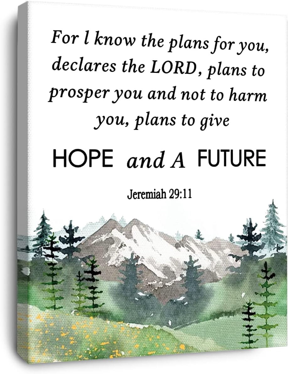 Hope And Future Jeremiah 29:11 Canvas Wall Art,Bible Verse Scripture ...