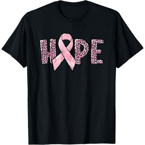 Hope - Breast Cancer Awareness Leopard Cheetah Pink Ribbon T-Shirt