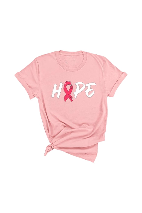 Hope Breast Cancer Awareness Month T-Shirt, Crewneck, Pink, Small